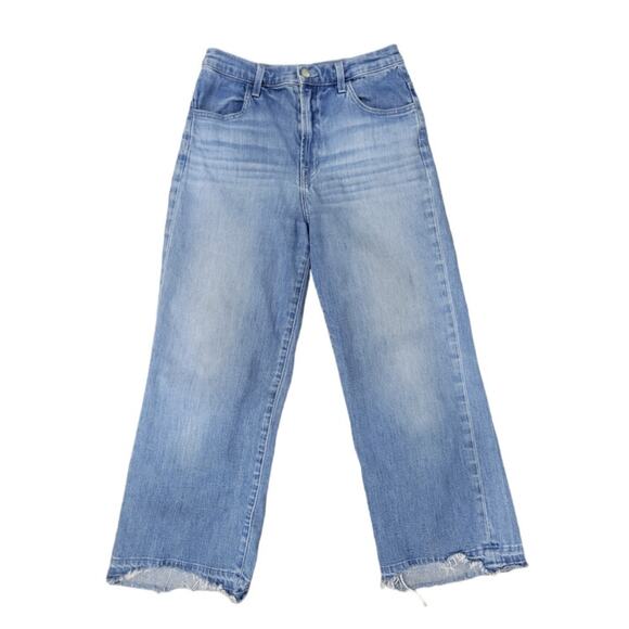 J. Brand Joan Crop Jeans Women's 27 High Rise Wide Leg Raw Hem Stretch Denim - Picture 11 of 12